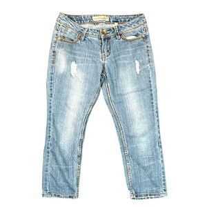 Paris Blues Distressed Cropped Denim Blue Jeans 3